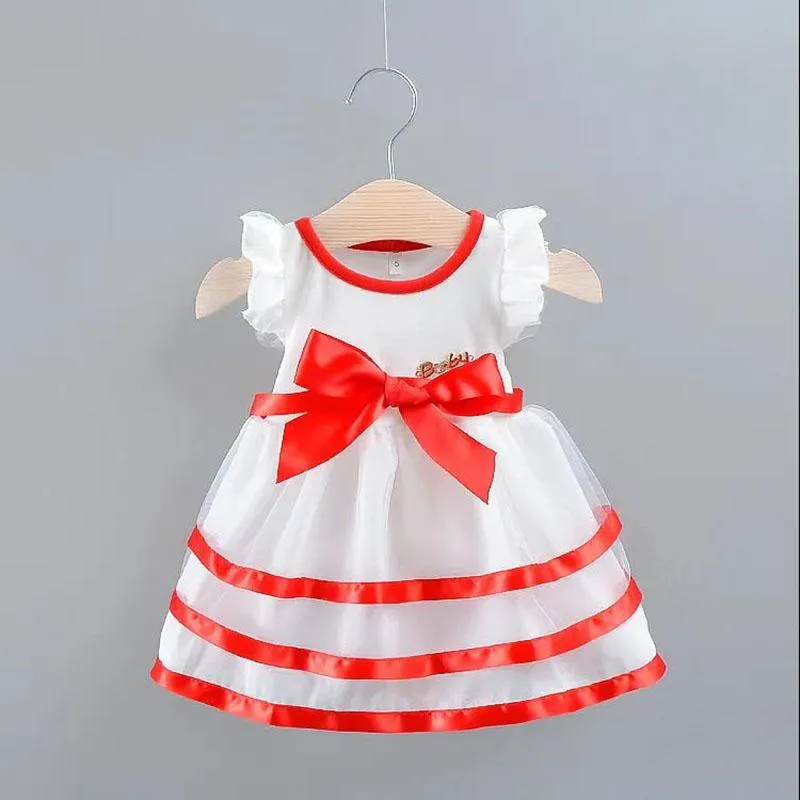Girls Skirts Girls Baby Embroidered Bow Dresses Children Sweet Princess Skirts Girls Puff Skirts Round Neck Sleeveless