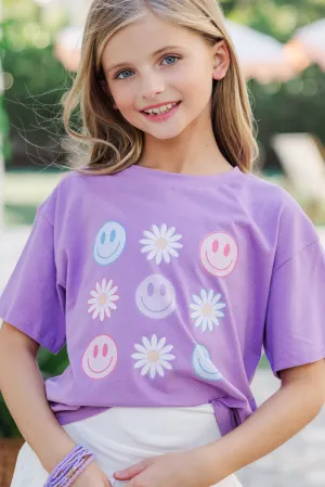 Girls: Springtime Daisies Lavender Graphic Tee