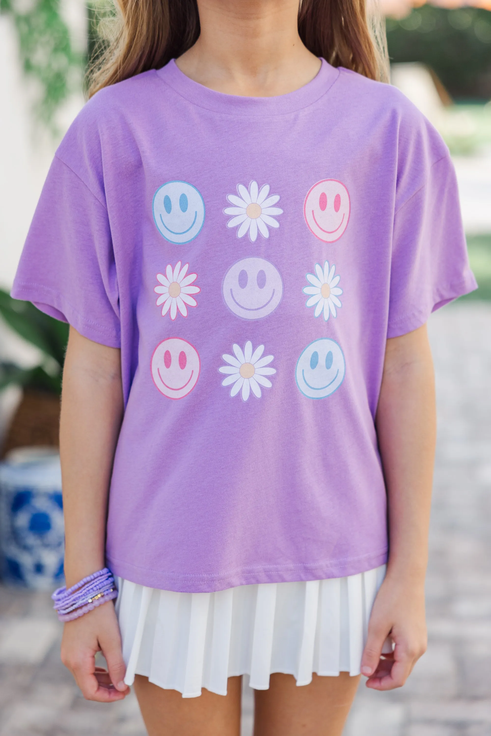 Girls: Springtime Daisies Lavender Graphic Tee
