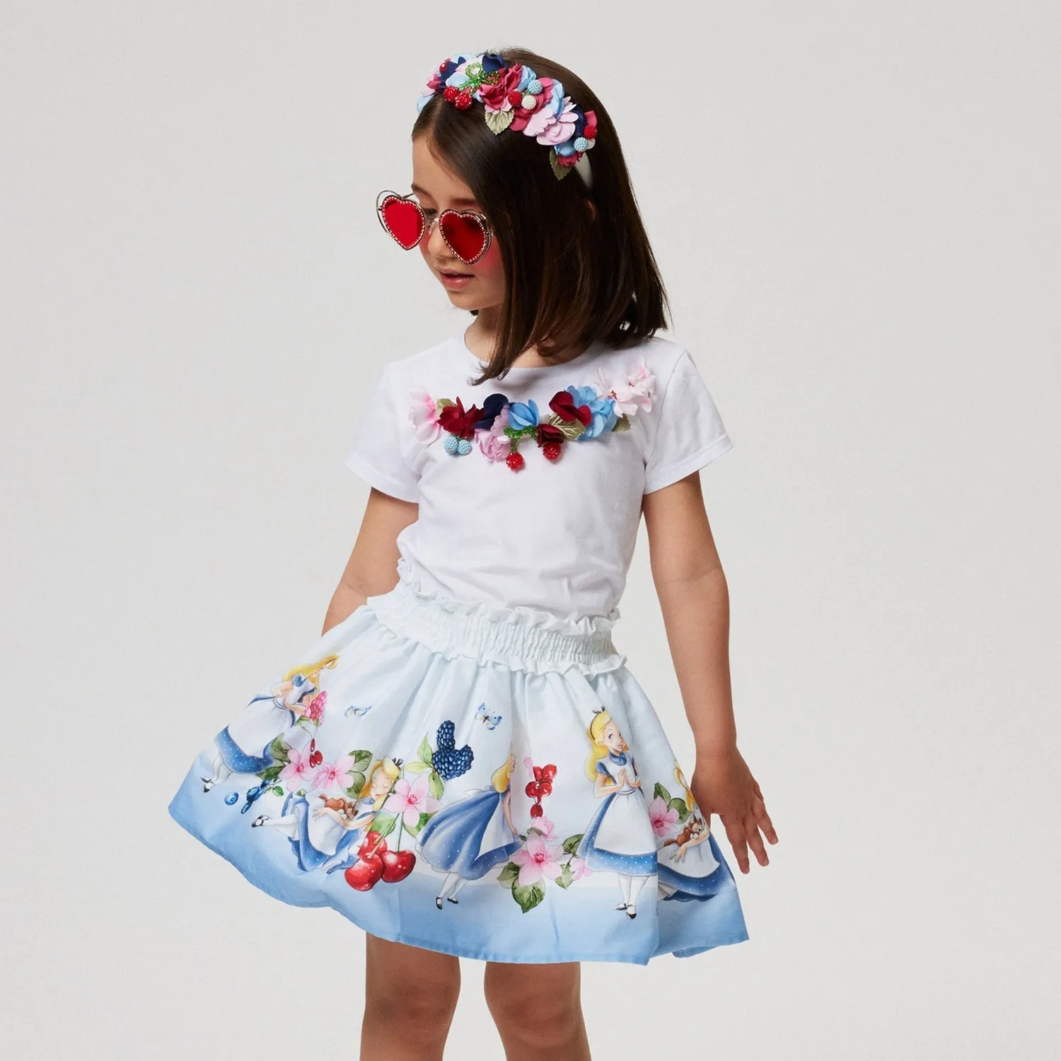 Girls White Alice in Wonderland Skirt
