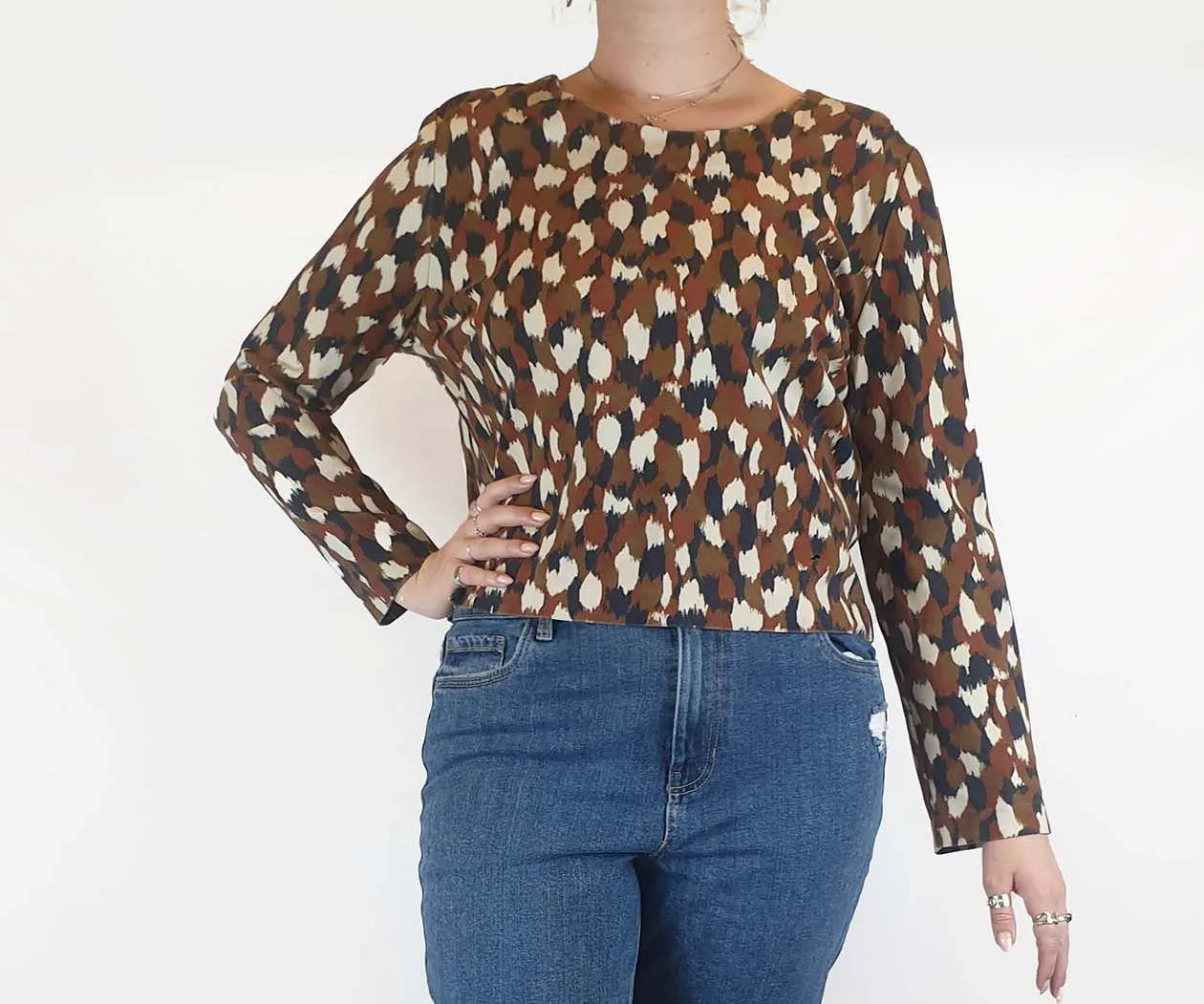 Gorman cropped autumnal print jumper size 12