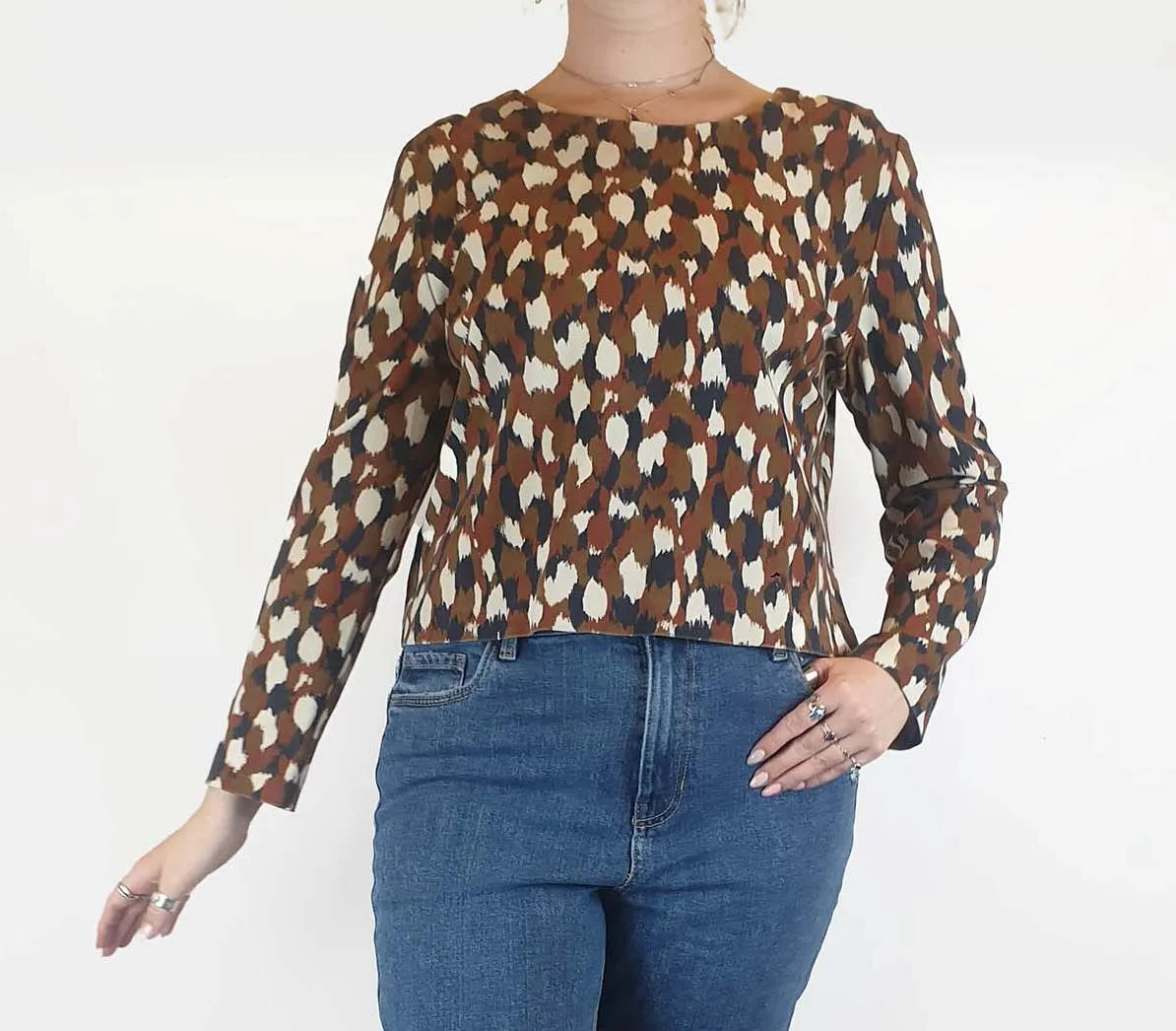 Gorman cropped autumnal print jumper size 12