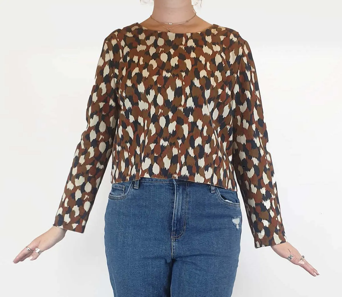 Gorman cropped autumnal print jumper size 12