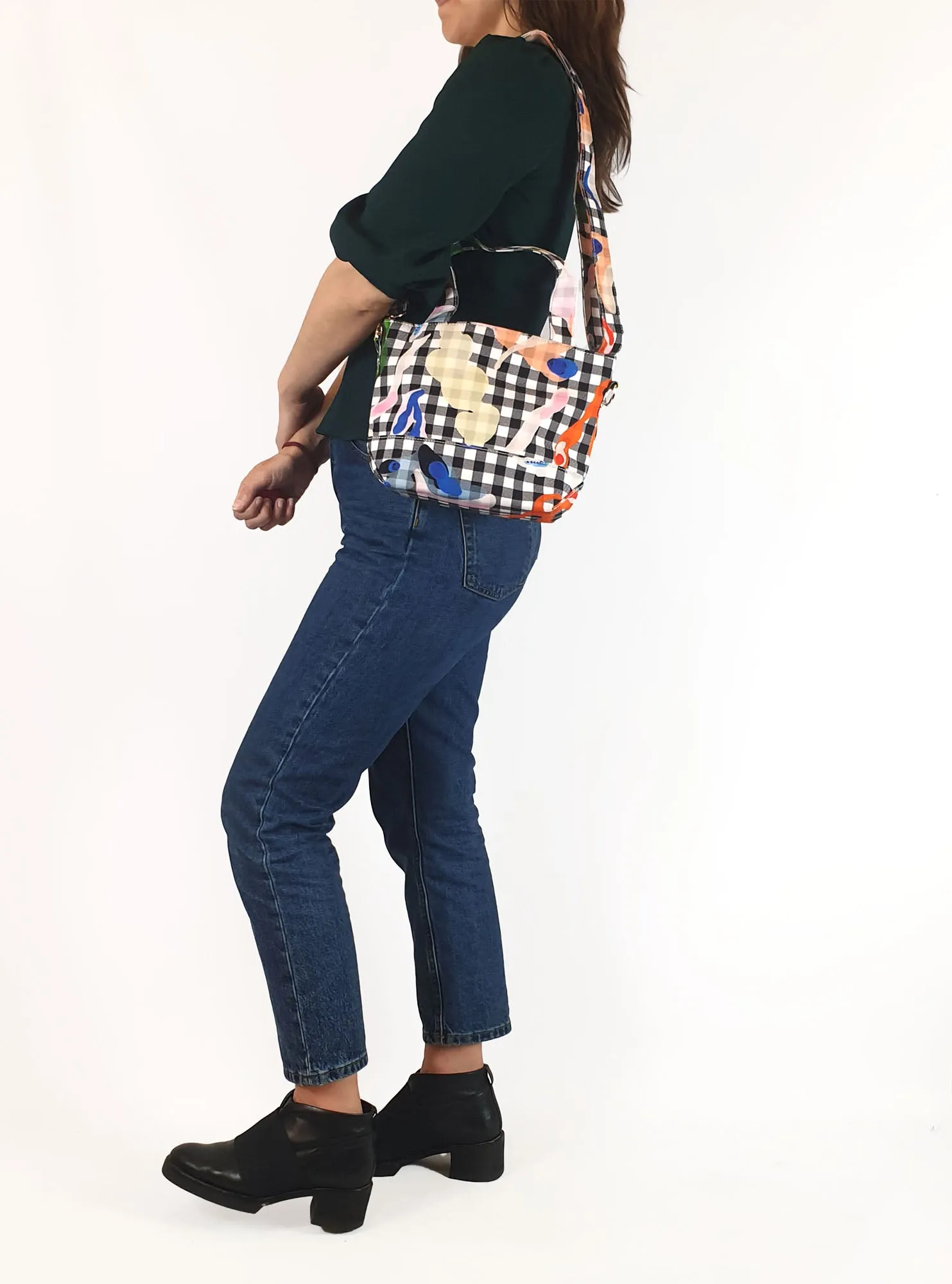 Gorman gingham print small adjustable bag