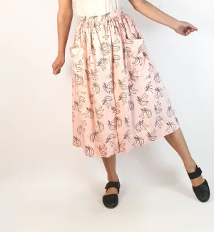 Gorman pink linen banana print skirt size 8