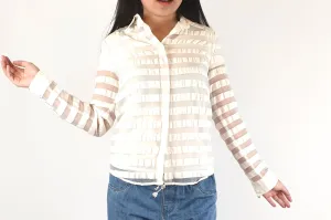 Gorman white striped sheer long sleeve shirt size 8 (best fits size 6)