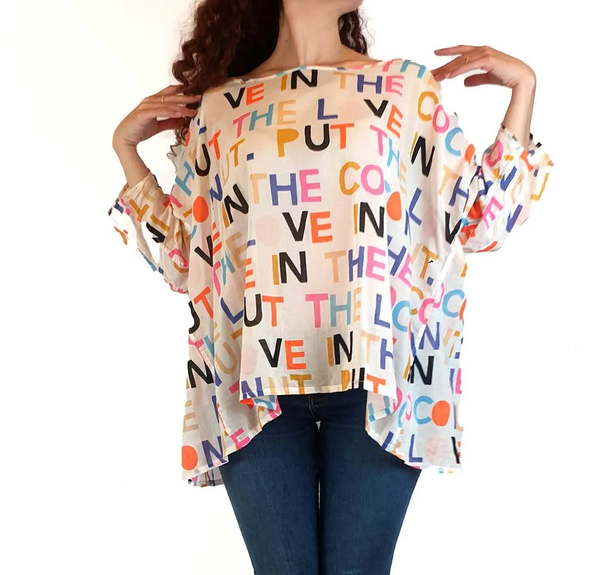 Gorman x Castle white "put the love in the coconut" top size 10