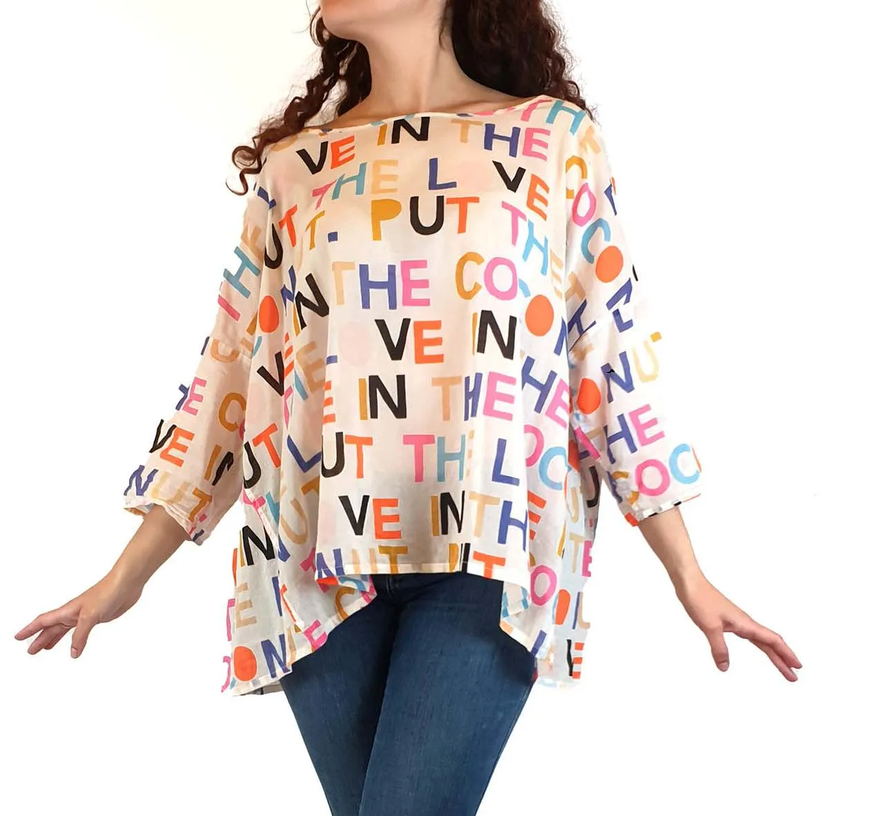 Gorman x Castle white "put the love in the coconut" top size 10
