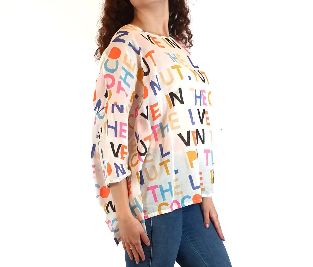 Gorman x Castle white "put the love in the coconut" top size 10