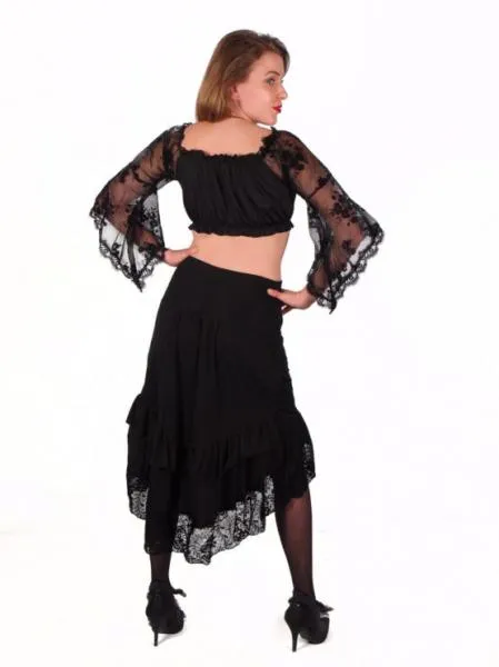 Gothic Ruffle Skirt - Black -