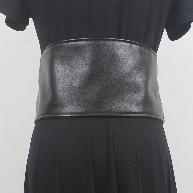Gothic Vegan Leather Waist Belt with Buckle Straps - Adjustable Length