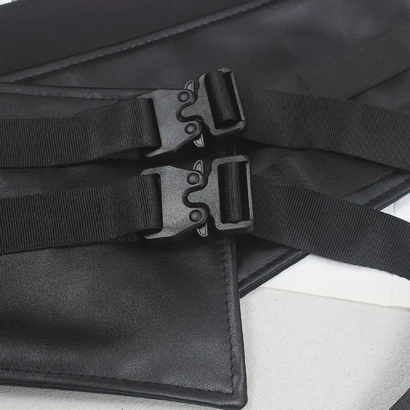 Gothic Vegan Leather Waist Belt with Buckle Straps - Adjustable Length