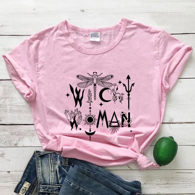 Gothic Witchy Woman Short Sleeve T-Shirt – O-Neck Casual Tee