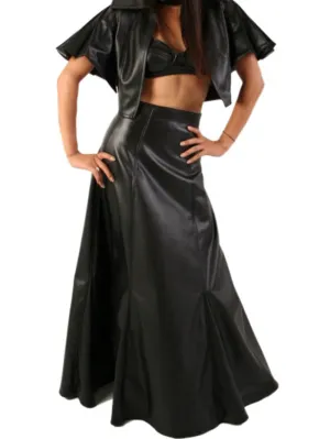 Graceful Flared Leather Skirts for Women