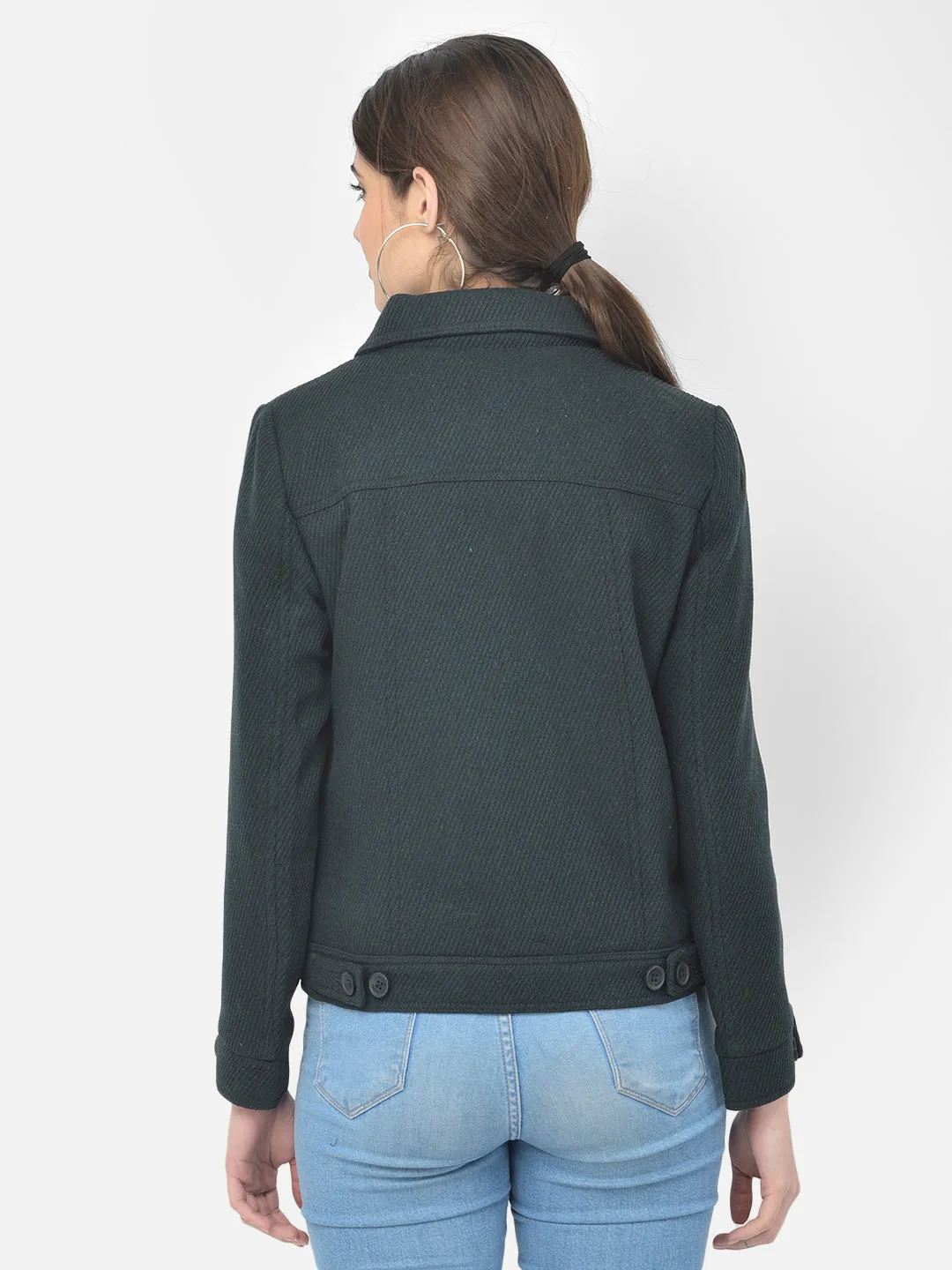 Green Spread Collar Blazer