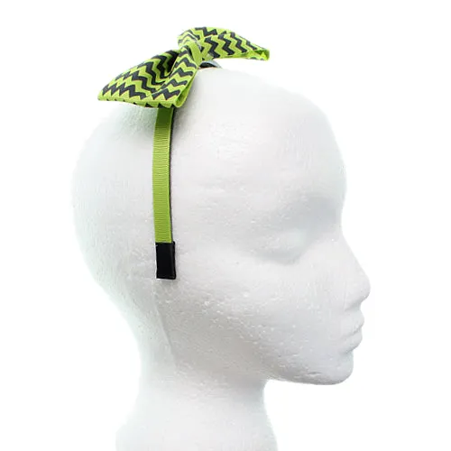 Green Zigzag Chevron Ribbon Bow Headband