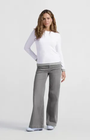 Grey denim trousers with extra wide legs and high waist - L34