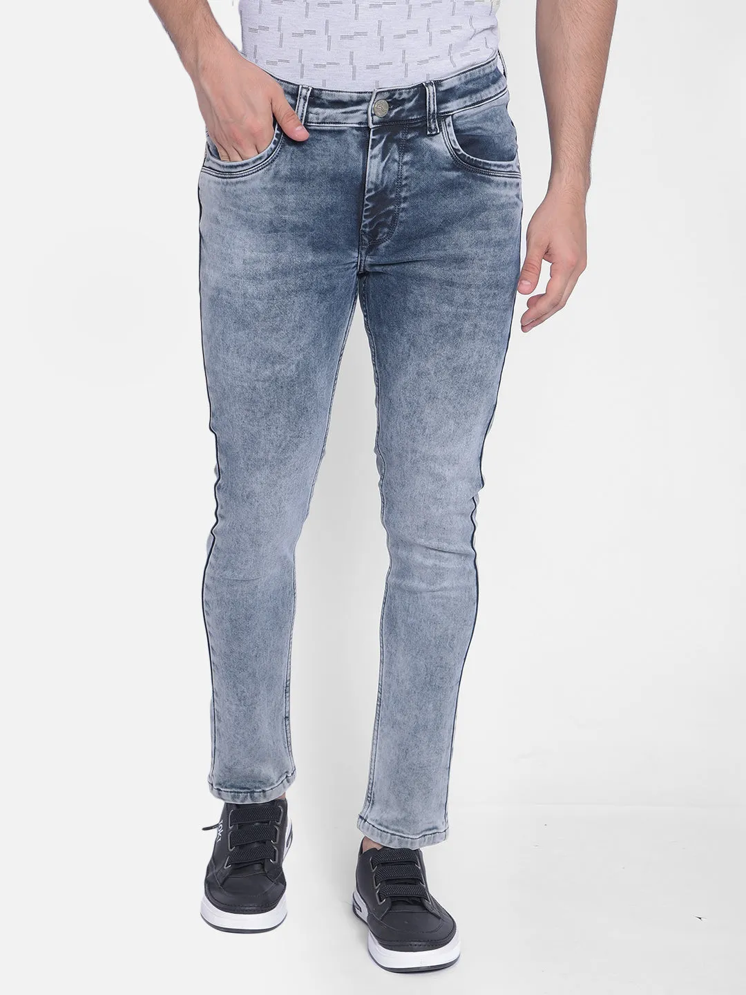 Grey Heavy Fade Skinny Jeans