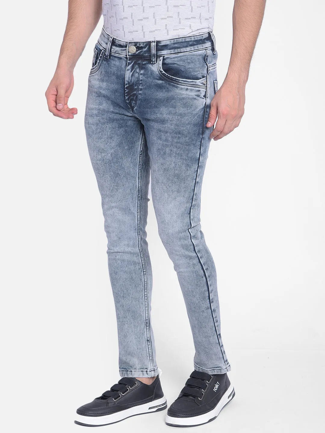 Grey Heavy Fade Skinny Jeans