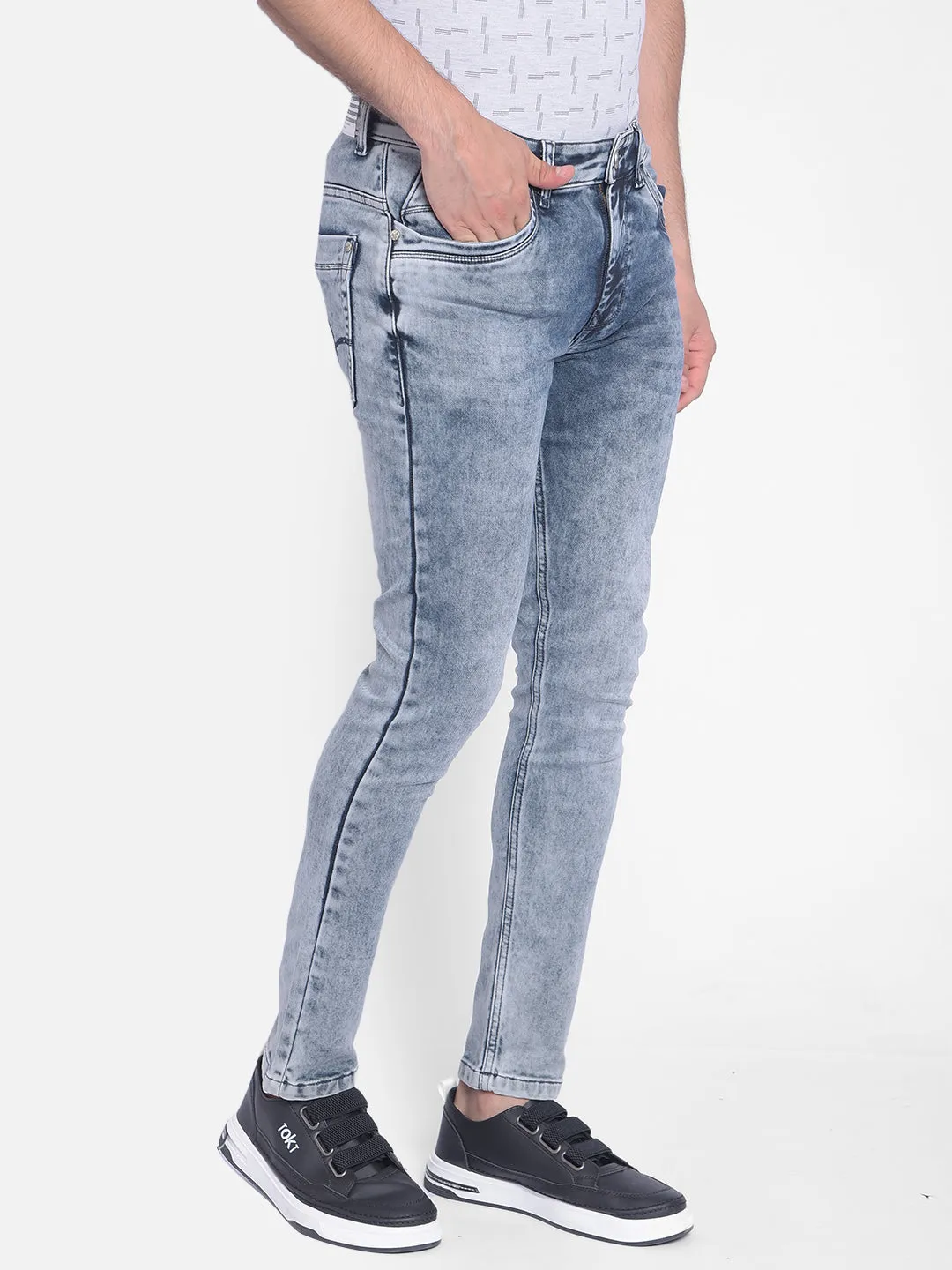 Grey Heavy Fade Skinny Jeans