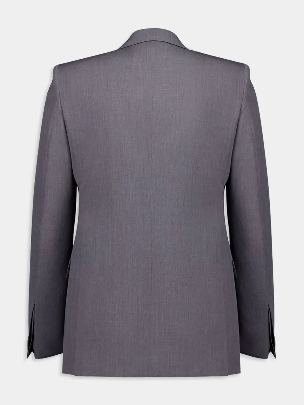 Grey Slim Fit Wool Jacket with 2G Clip