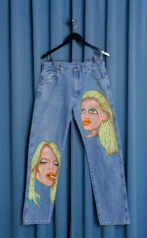 Hand Painted 'Closing Time' Jeans - 33 Waist