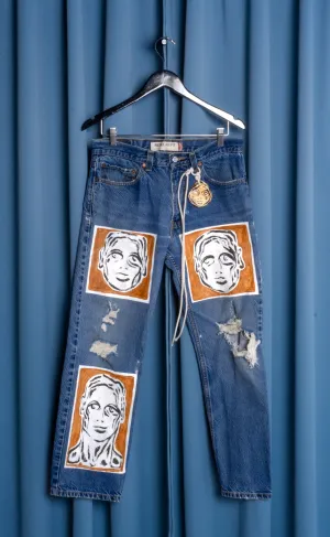 Hand Painted 'Portrait' Jeans - 31 Waist