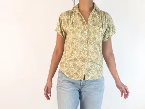 Handsom green print short sleeve shirt size 10