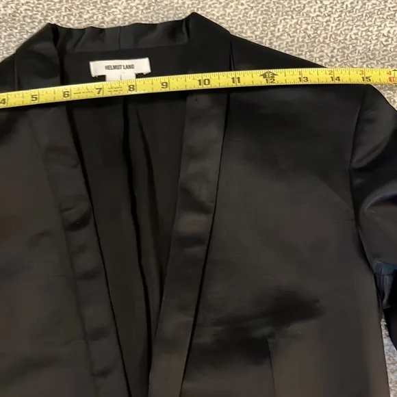 Helmut Lang Black Satin Silk One Button Blazer Suit Jacket Sz 0