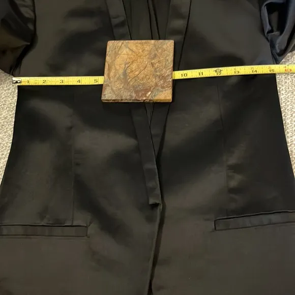 Helmut Lang Black Satin Silk One Button Blazer Suit Jacket Sz 0