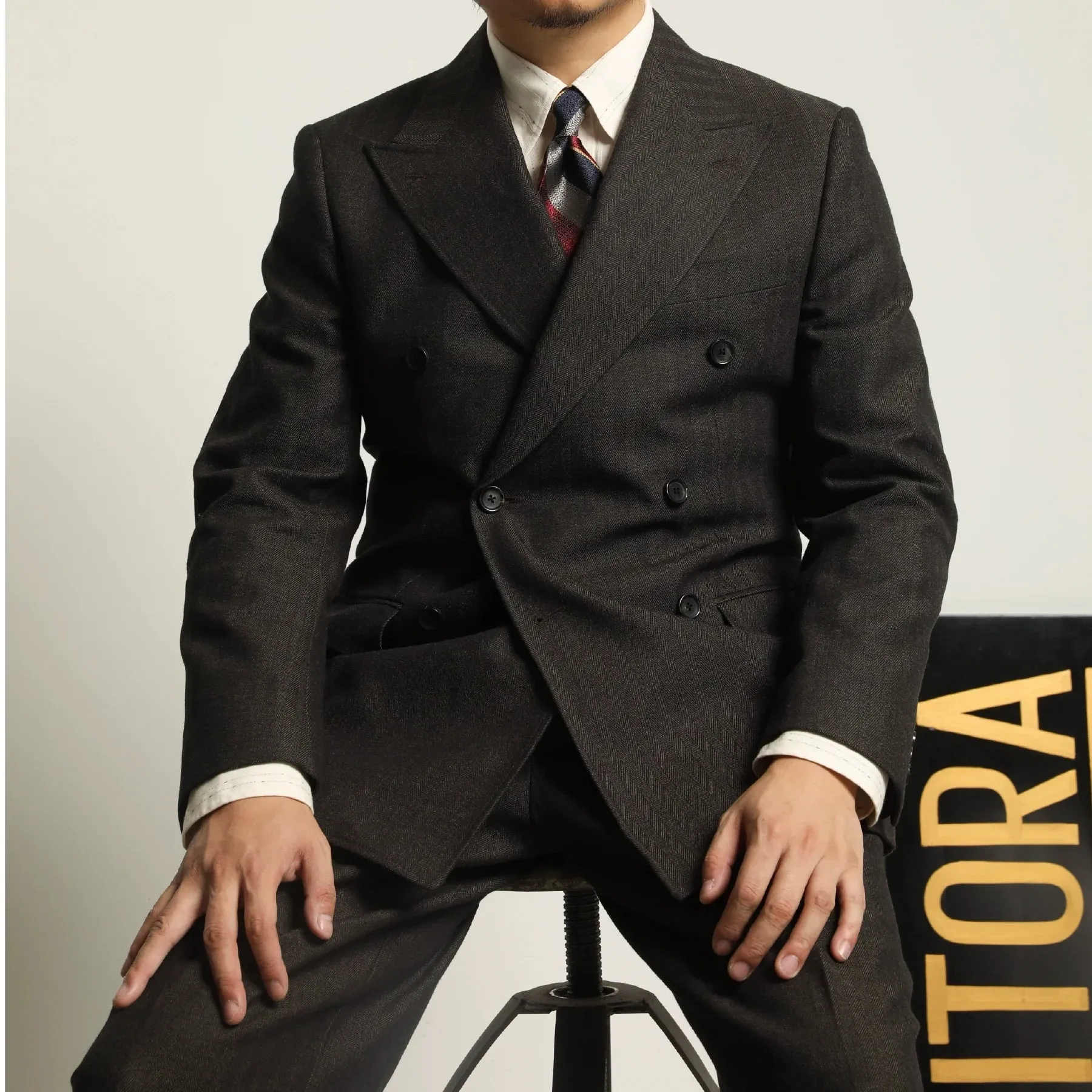 Herringbone Double-Breasted Suit