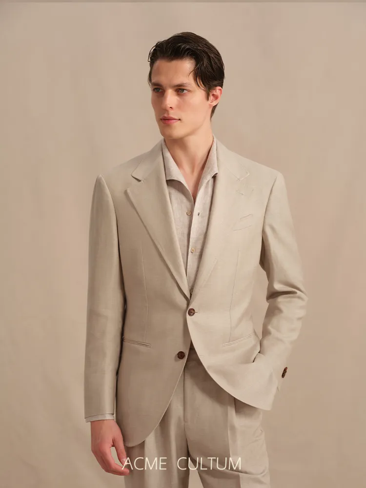 Herringbone Wool-Linen Suit