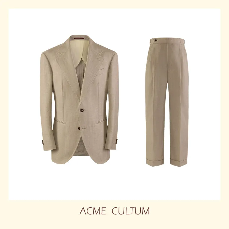Herringbone Wool-Linen Suit