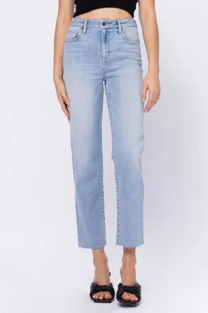Hidden Jeans Super Light Wash Clean Straight Crop Jean