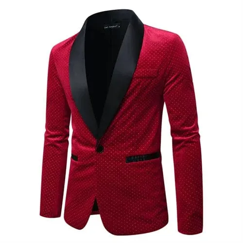 High-grade Men Luxury Gold Velvet Suit Single-button Loose Jacket Black Green Burgundy Male Wedding Party Dress Plaid Blazers