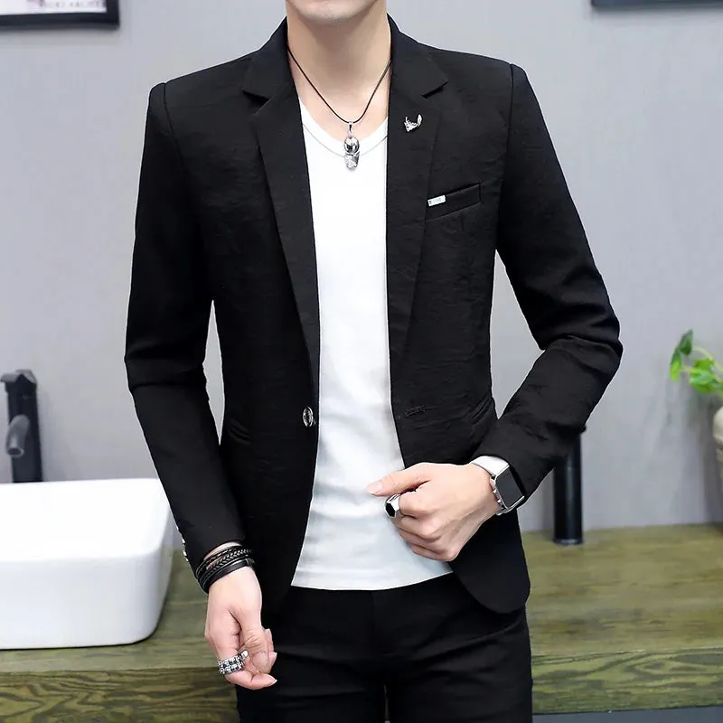 High Quality Blazer Men's British Style Elegant High Simple Fashion Shopping Party Business Casual Gentleman Slim Fit Jacket