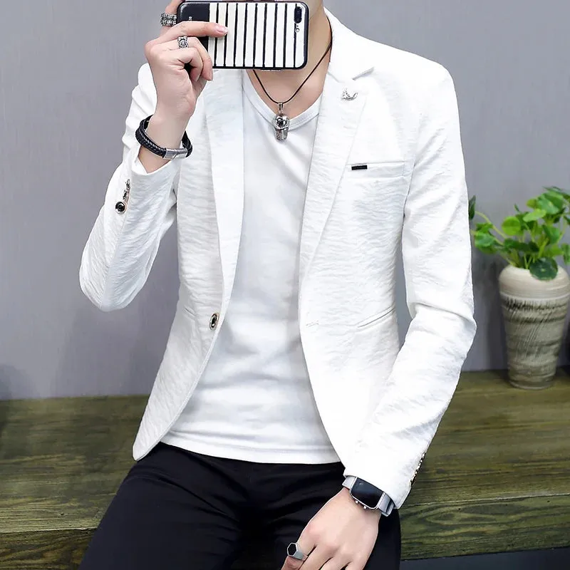 High Quality Blazer Men's British Style Elegant High Simple Fashion Shopping Party Business Casual Gentleman Slim Fit Jacket