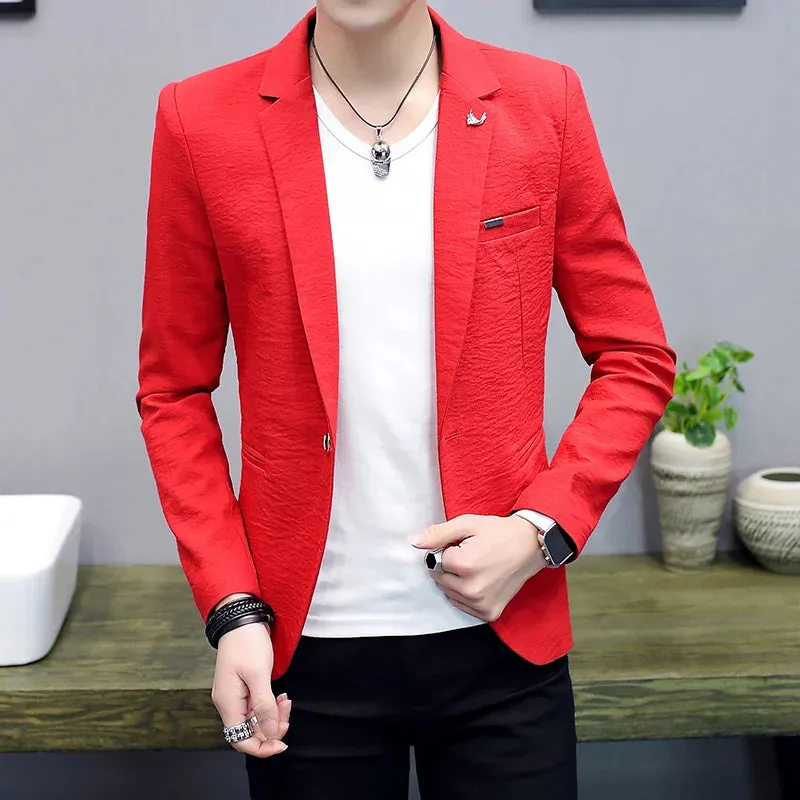 High Quality Blazer Men's British Style Elegant High Simple Fashion Shopping Party Business Casual Gentleman Slim Fit Jacket