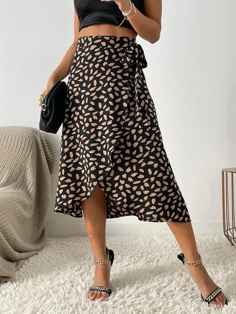 High Waist Casual Skirt in Khaki, Brown, Black - A-Line Knee-Length Style