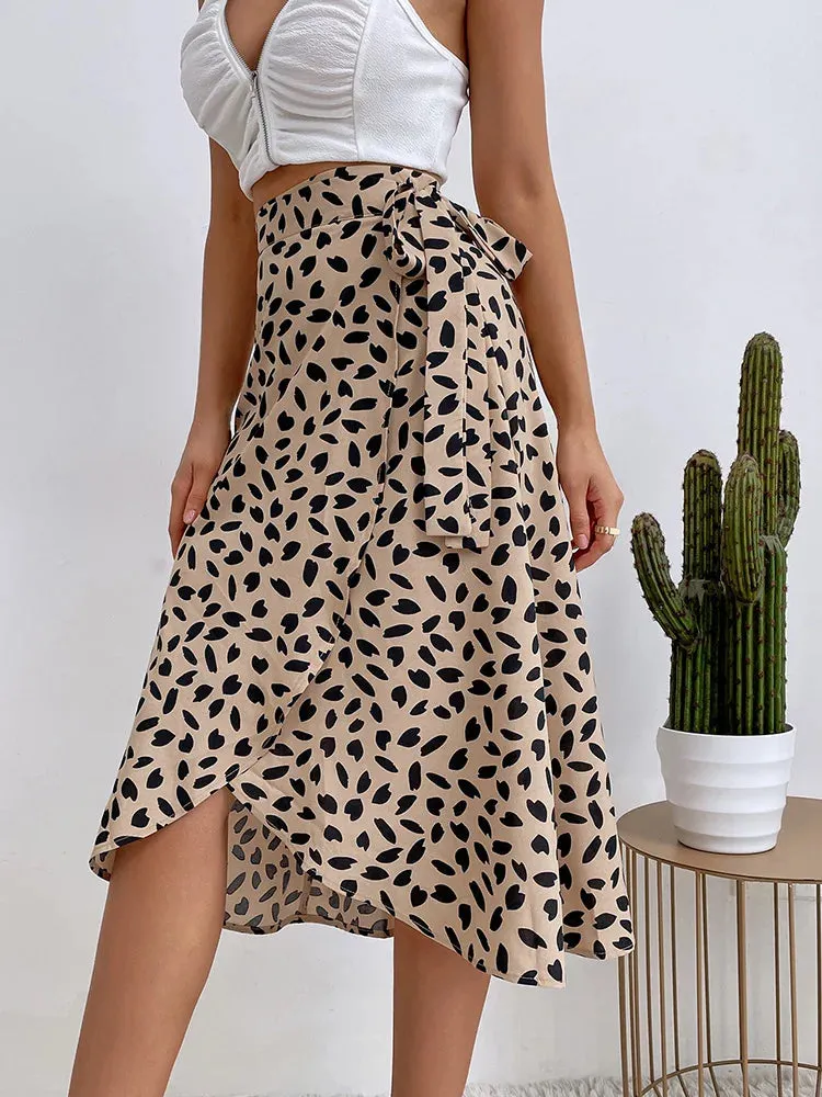 High Waist Casual Skirt in Khaki, Brown, Black - A-Line Knee-Length Style