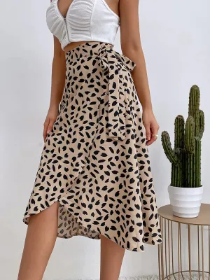 High Waist Casual Skirt in Khaki, Brown, Black - A-Line Knee-Length Style