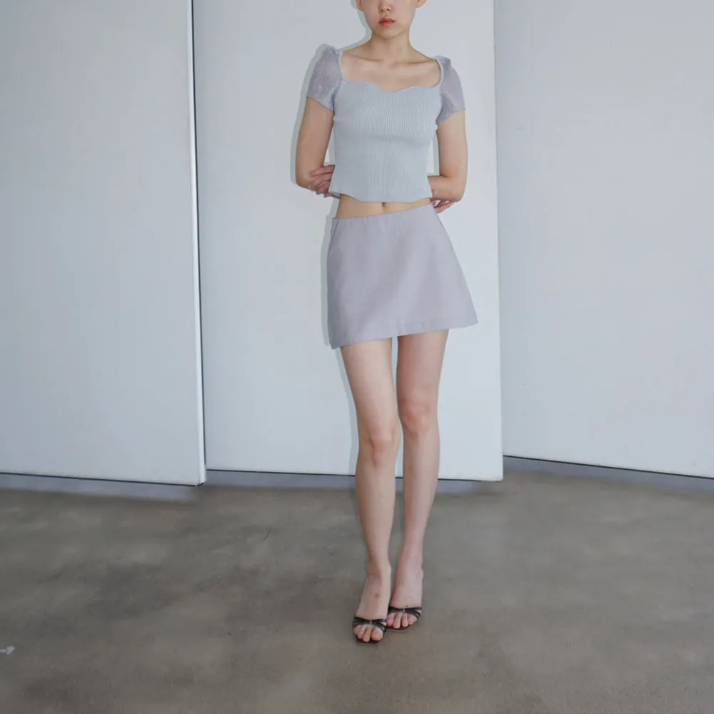 Horizon Dart Mini Skirt (Light Grey)
