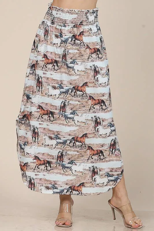 HORSE PRINT MAXI SKIRT