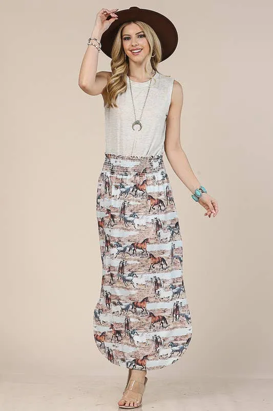 HORSE PRINT MAXI SKIRT