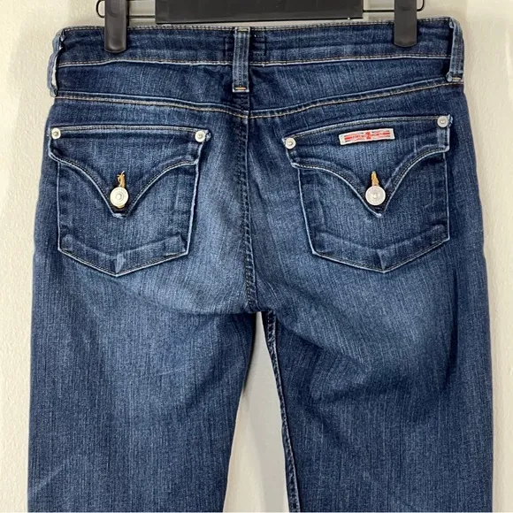 HUDSON women’s Size 26 Blue Denim Cuffed Rolled Zip Up Straight legged Jeans