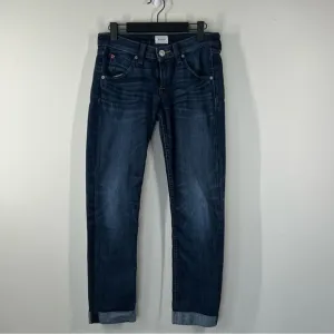 HUDSON women’s Size 26 Blue Denim Cuffed Rolled Zip Up Straight legged Jeans