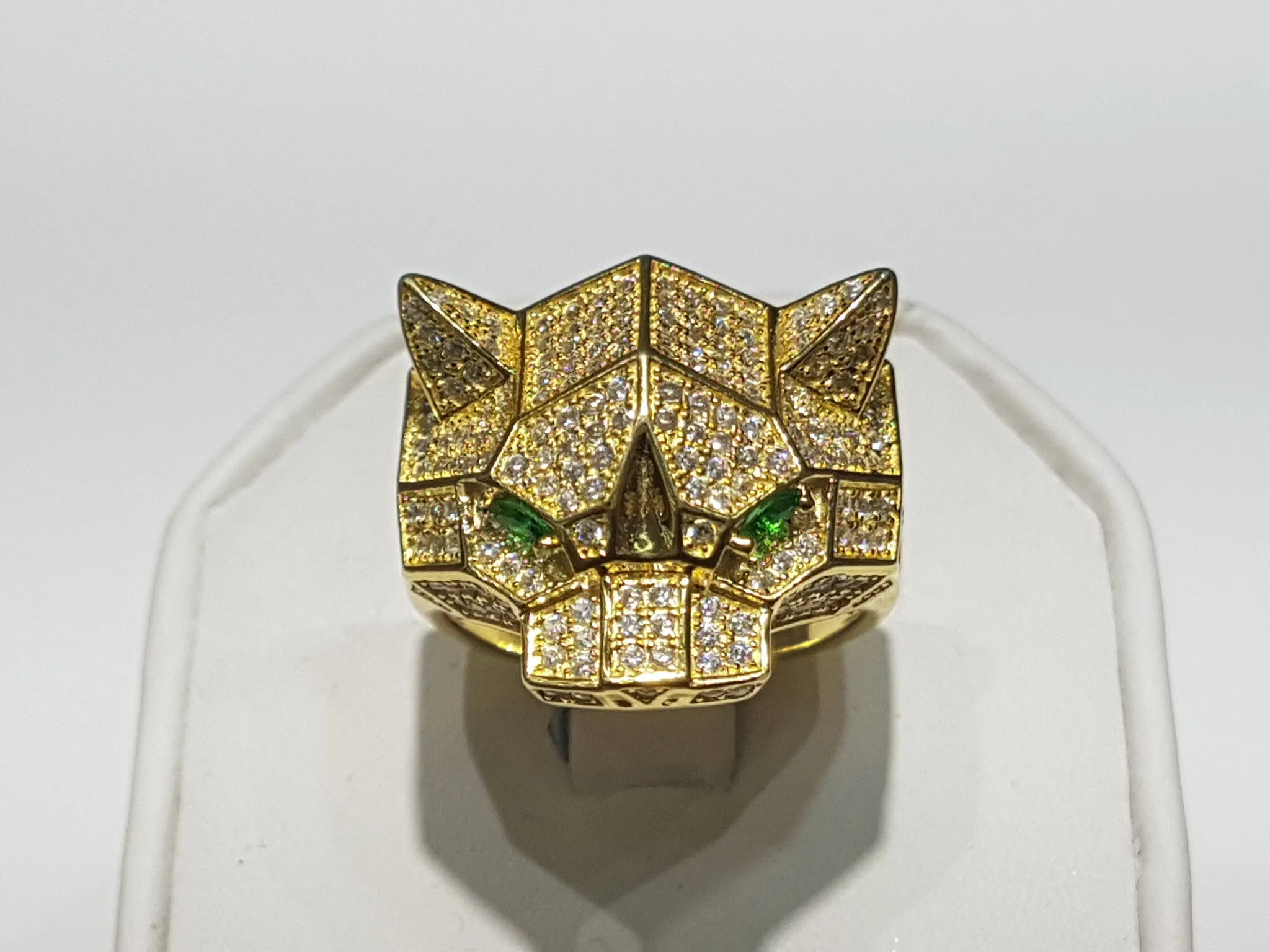 Iced-Out Pave Edgy Panther Ring Silver