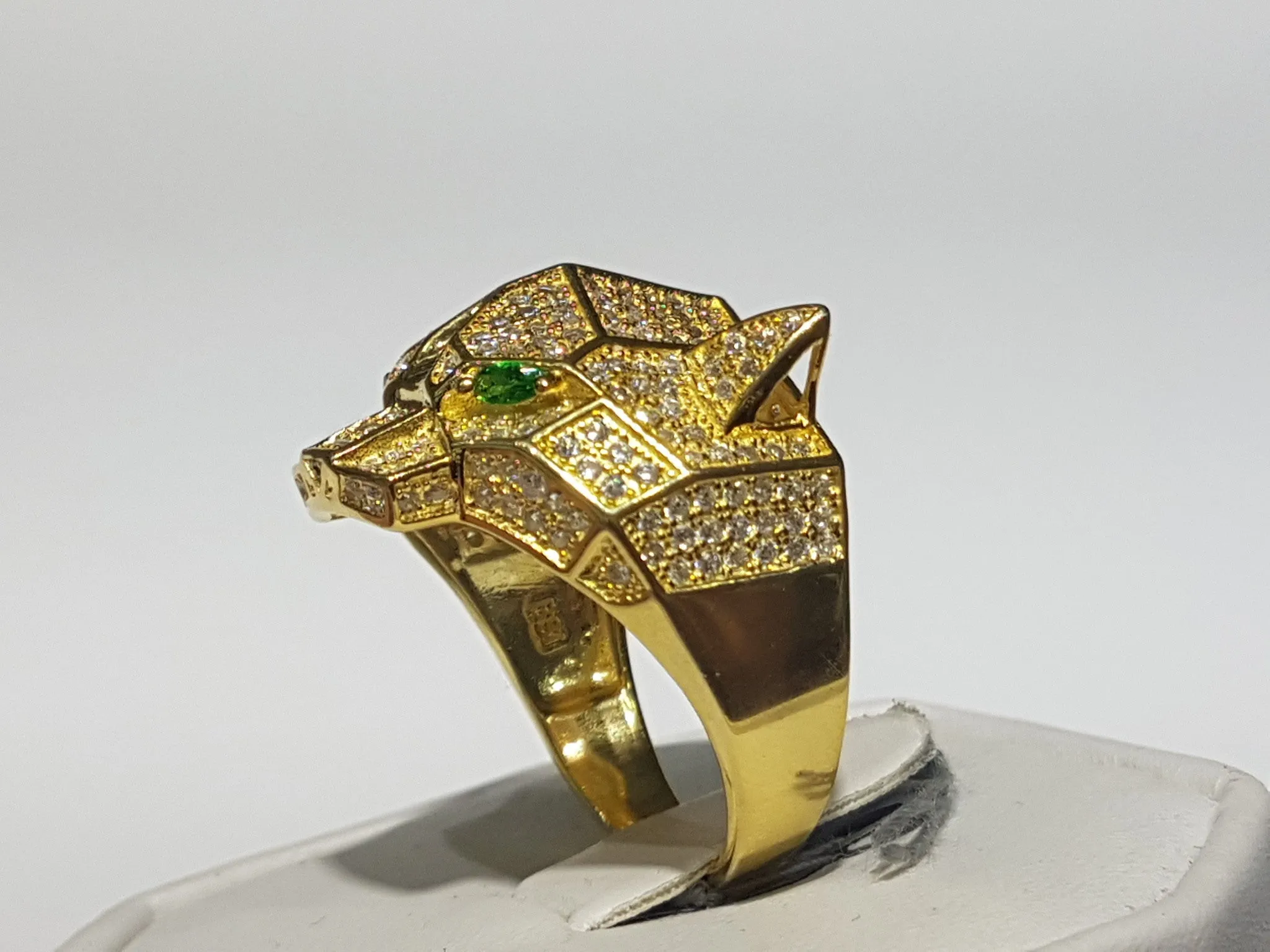 Iced-Out Pave Edgy Panther Ring Silver