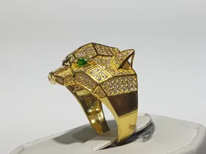 Iced-Out Pave Edgy Panther Ring Silver
