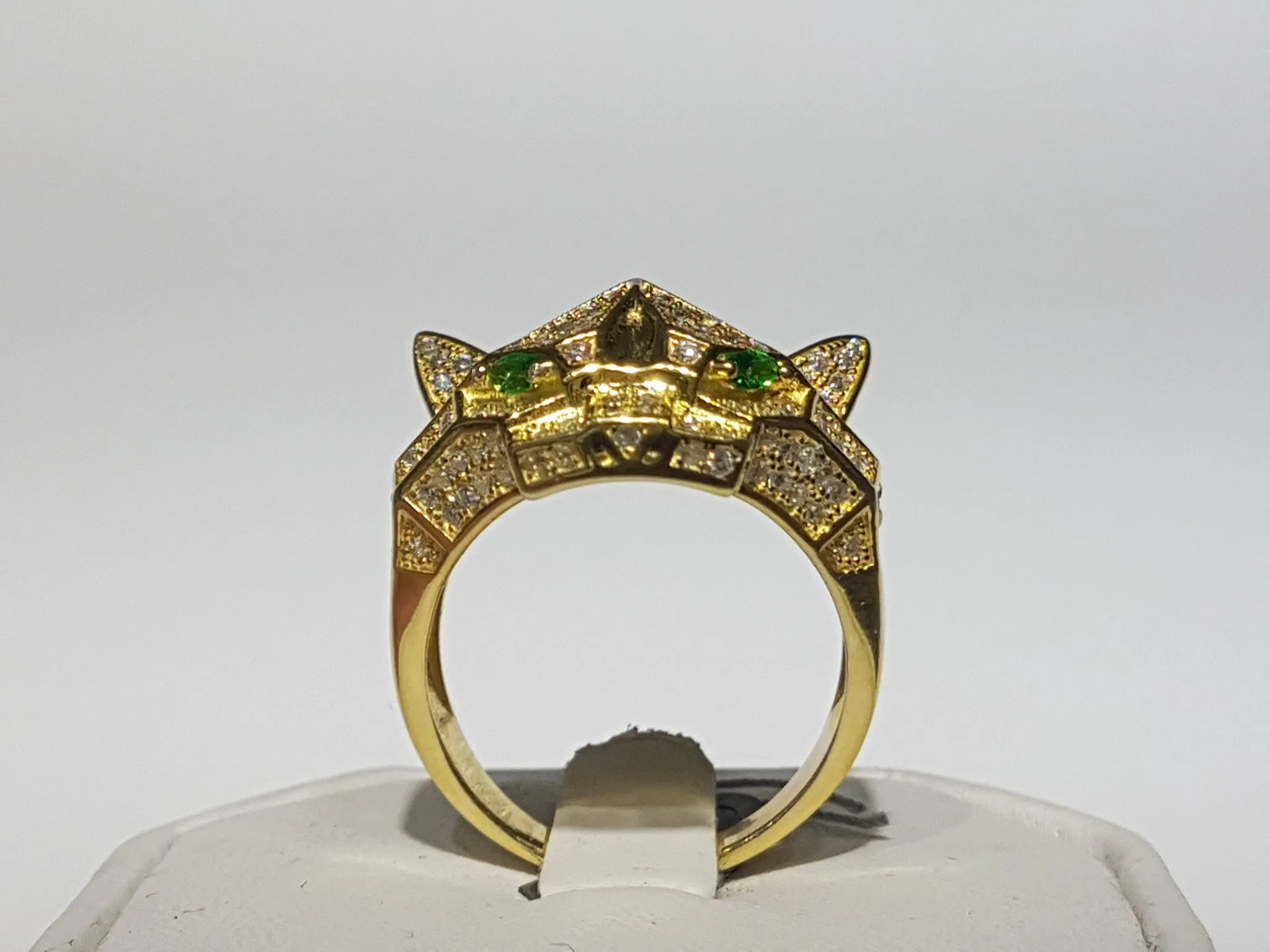 Iced-Out Pave Edgy Panther Ring Silver